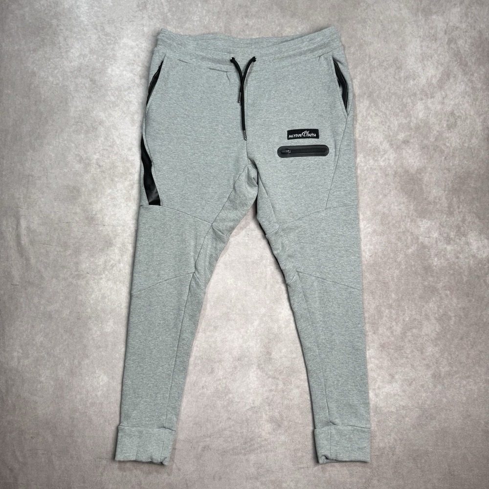 Active Faith Sports Gray Sweat Pants Joggers "To God Be The Glory" Mens S